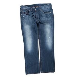 True Religion Straight Leg Jeans Horseshoe Embroidery Back Flap Size 38